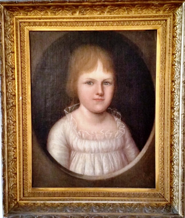 Painting of Prudence Gough Carroll by Joshua Johnson Painting of Prudence Gough Carroll as a young girl