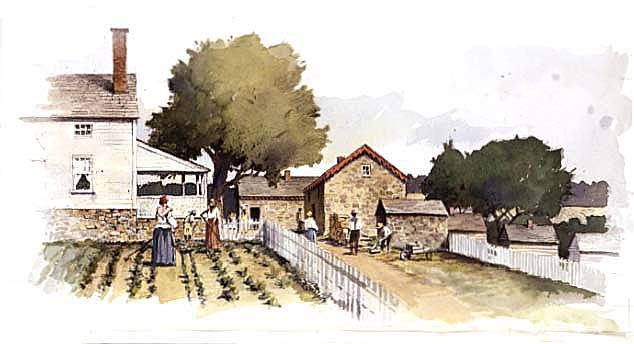 Painting depicting enslaved workers on the plantation farm.