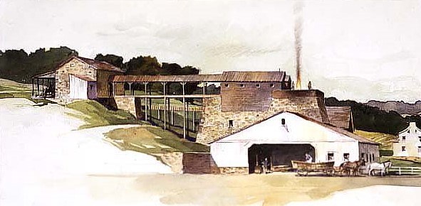 Painting depicting what the Northampton ironworks would have looked like.