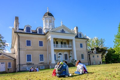 Kids in front of the mansion