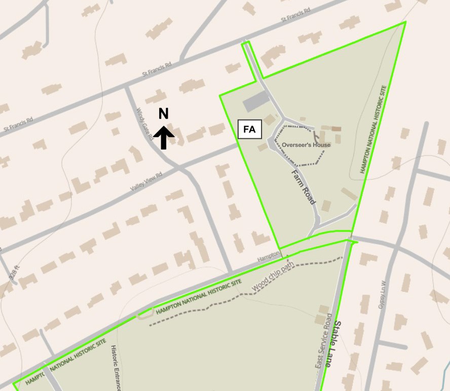 Map of north (farm) side of Hampton National Historic Site