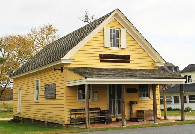 Yellow framed store building