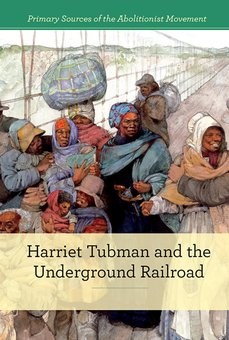 Book cover showing enslaved people with possessions in bundles crossing a bridge