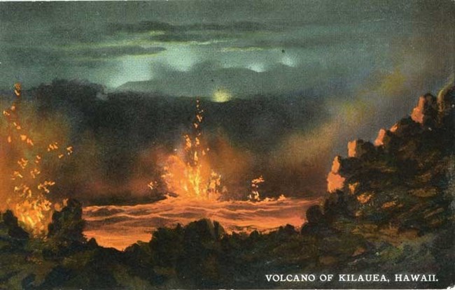 Vintage postcard of Kīlauea volcano