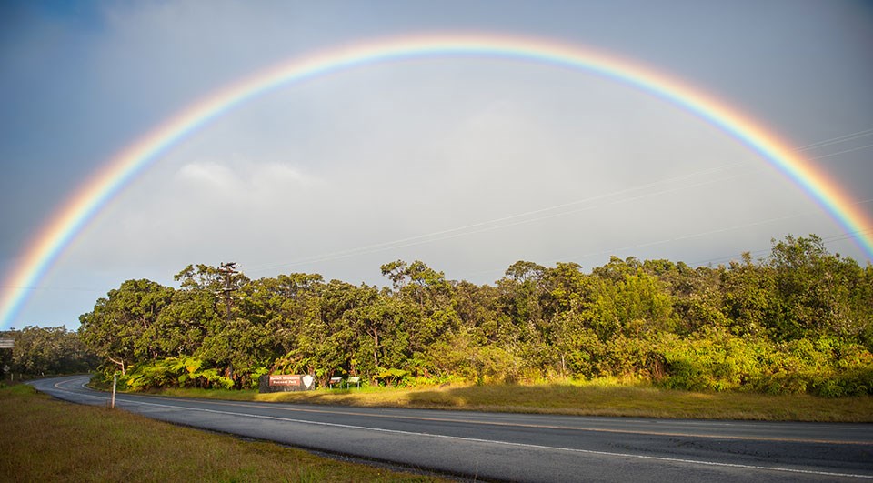 Rainbow near Hawai‘i Volcanoes National Park entrance
