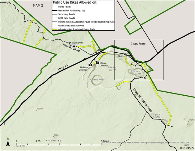 Map showing bike use regulations in the park.