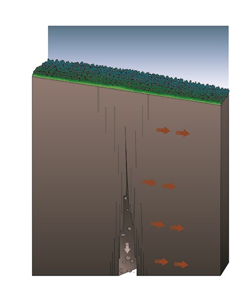 Illustration of pit crater formation, stage 1