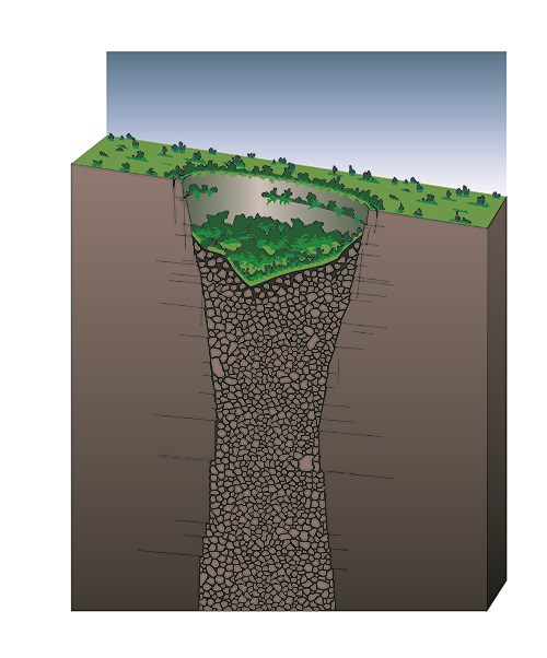 Illustration of pit crater formation, stage 4