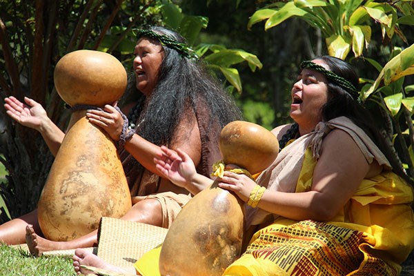 Hālau Hula Ulumamo o Hilo Paliku perform at a previous Hawaiian Cultural Festival in Hawai‘i Volcanoes National Park