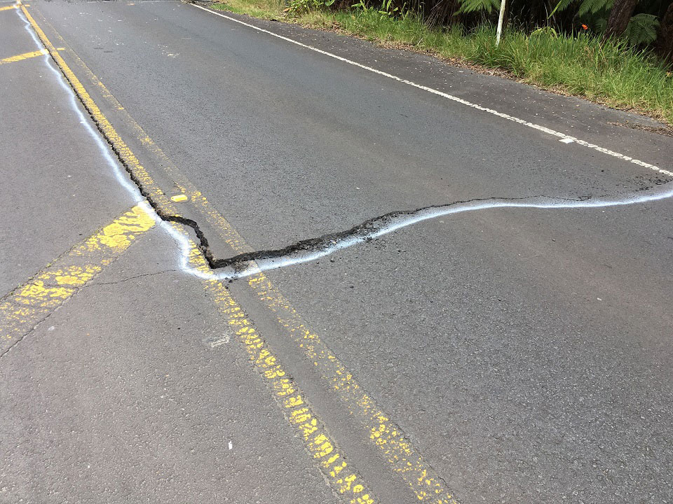 Earthquake crack on Hwy 11 Earthquake crack on Hwy 11