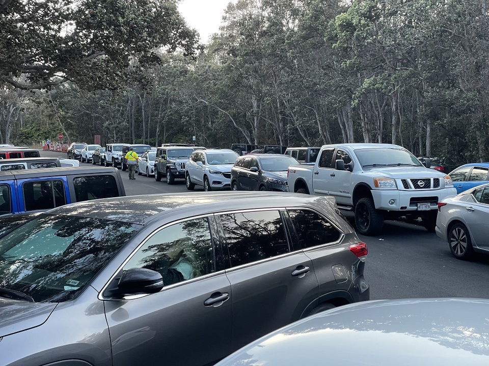 Devastation parking lot September 2023 A crowded parking lot