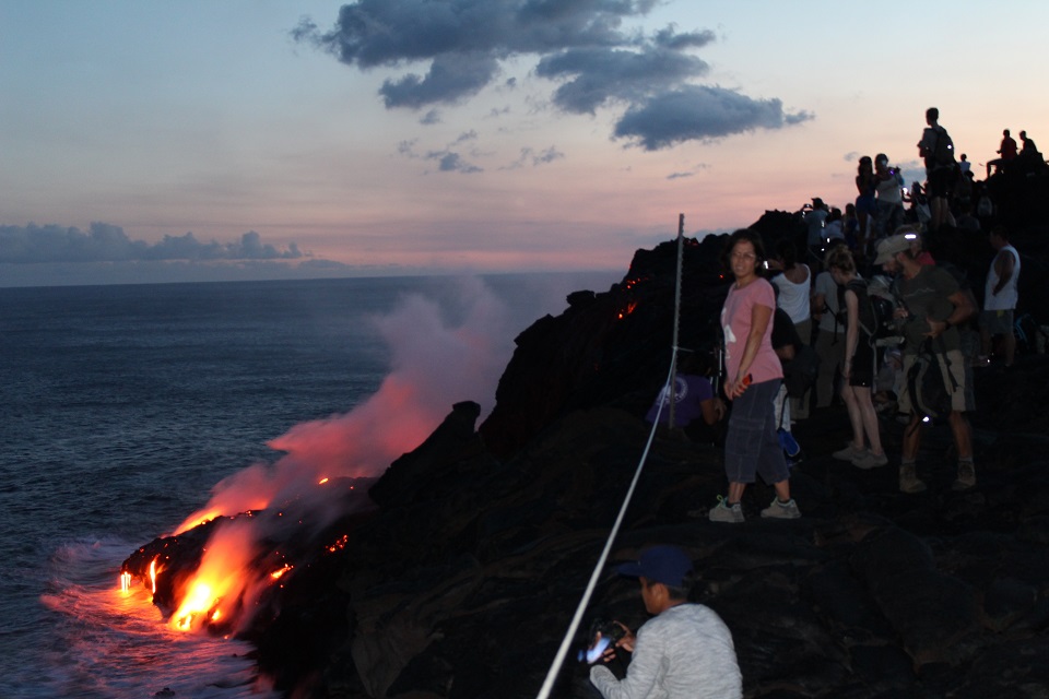 Visitors at the Kamokuna ocean entry 7.31.16