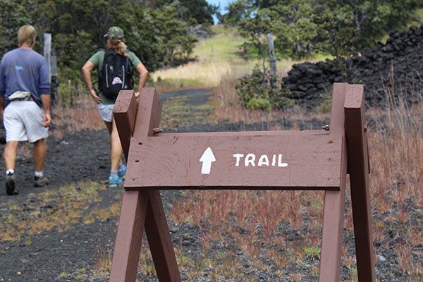 Hikers on Palm Trail in the Kahuku Unit