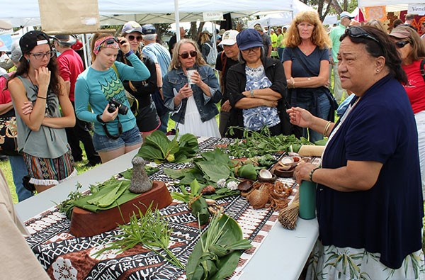 The medicinal use of Hawaiian plants is explained by Ka‘ohu Monfort at the 2016 Cultural Festival.