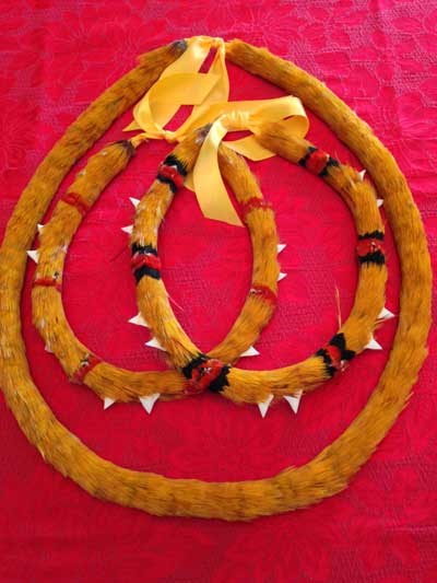 Exquisite featherwork of Rick Makanaaloha Kia‘imeaokekanaka San Nicolas