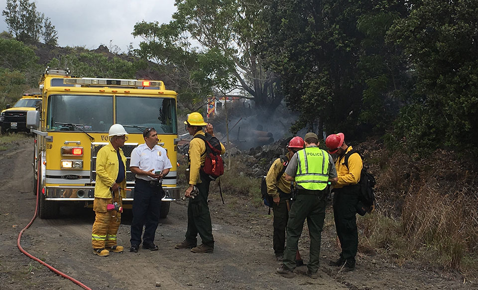 NPS and County fire crews fighting fire