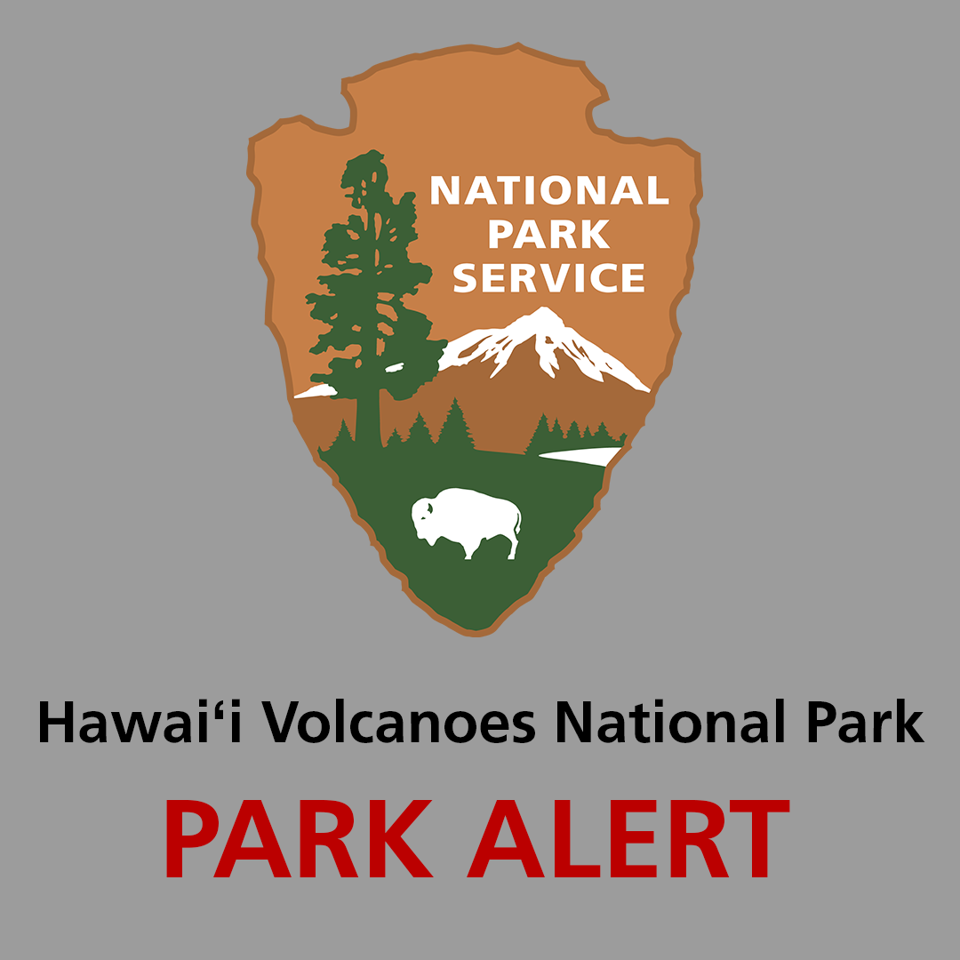 Graphic with park service arrowhead logo and text that reads Park Alert
