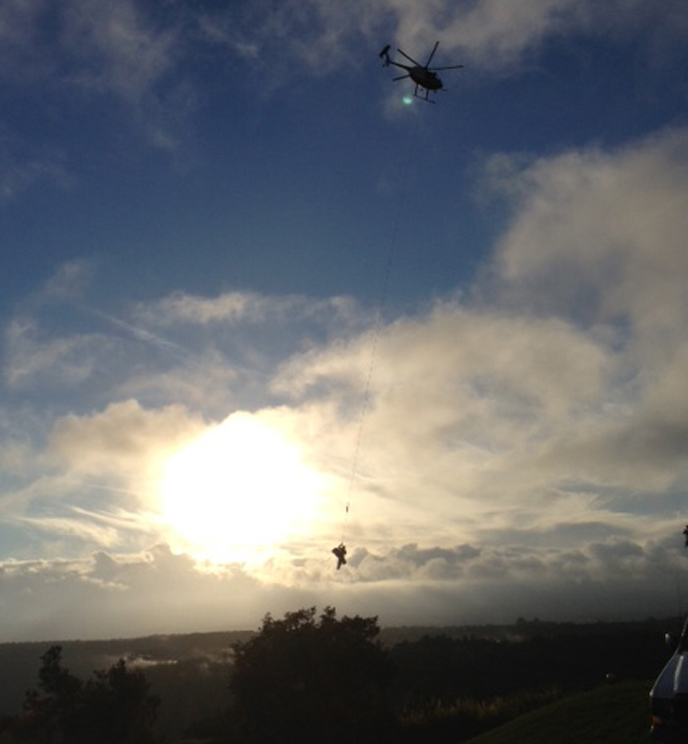 Helicopter rescue at sundown