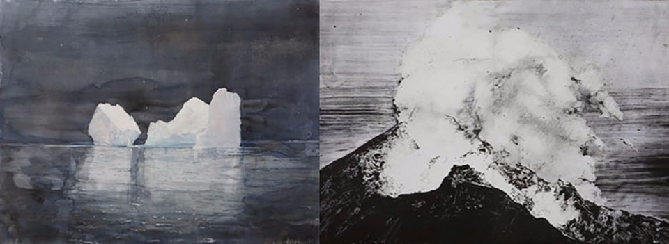 Emma Stibbon's "Night Bergs" & "Stromboli"