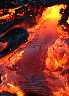 lava flows from yellow hot center