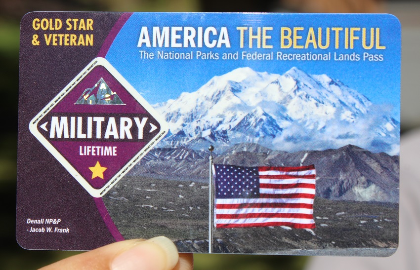 Military Veterans Gold Star Families Pass Closeup of the new Natioanl Park Service lifetime pass for U.S. veterans, military and Gold Star families