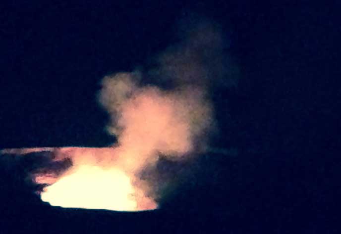 Glow from the lava lake in Halema‘uma‘u