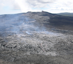 Lava is collecting in perched ponds on the eastern slope of Pu`u `O`o