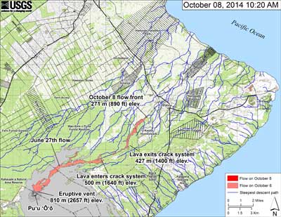 October 8, 2014 - small scale lava flow map