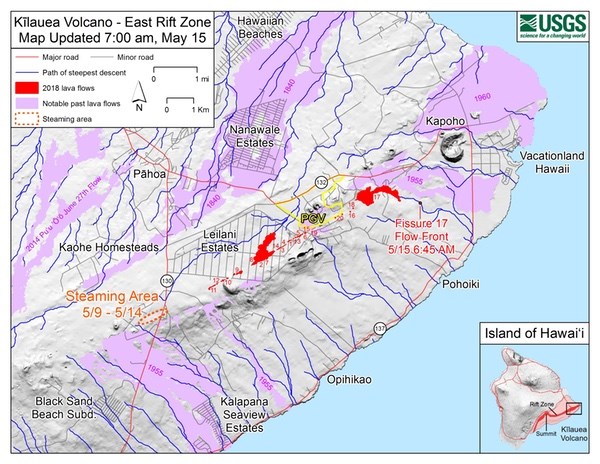 Kīlauea East Rift Zone Fissure Map Kīlauea East Rift Zone Fissure Map