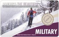 Public Lands pass for 2020 with image of person skiing