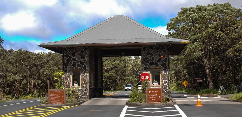 Entrance Station - Kīlauea Visitor Center is a Short Distance Ahead on the Right Entrance Station - Kīlauea Visitor Center is a Short Distance Ahead on the Right