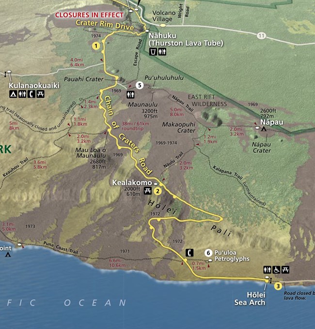 Map of Chain of Craters Road