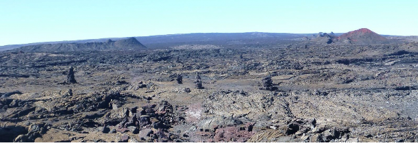 Typical scene with ahu marking the trail