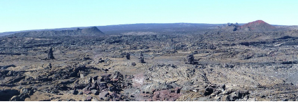 Typical scene with ahu marking the trail