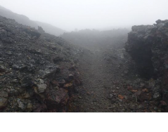 Light precipitation begins on the descent