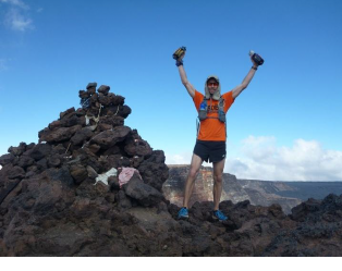 The author at the Mauna Loa summit monument