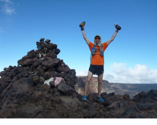 The author at the Mauna Loa summit monument