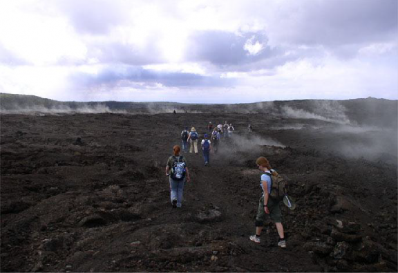 Hiking through steam