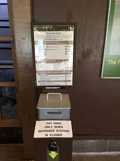 Self Pay Station on the Lānai at Kīlauea Visitor Center