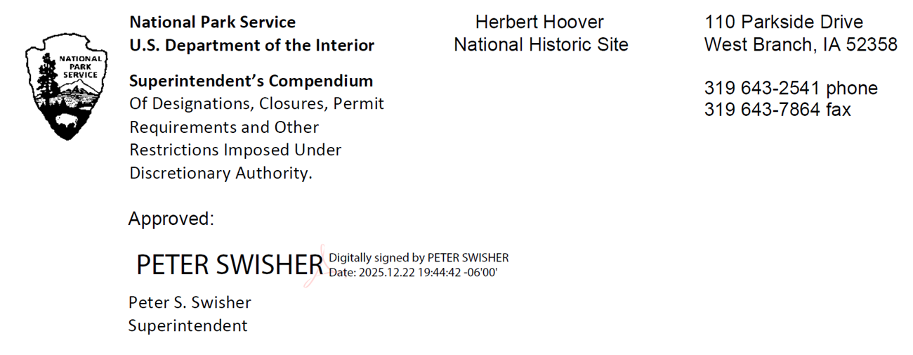 Compendium header with the electronic signature of the superintendent