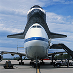 Image of Orbiter Discovery on the Shuttle Carrier Aircraft