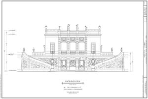 HABS drawing of the south elevation of the Vizcaya Casino