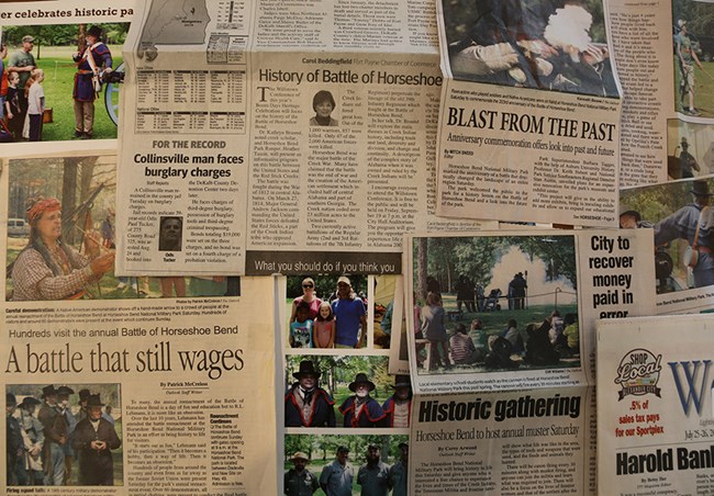 newspaper clippings with Horseshoe Bend in their headline