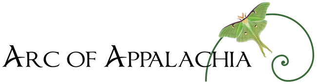 Logo with words Arc of Appalachia and a green luna moth.