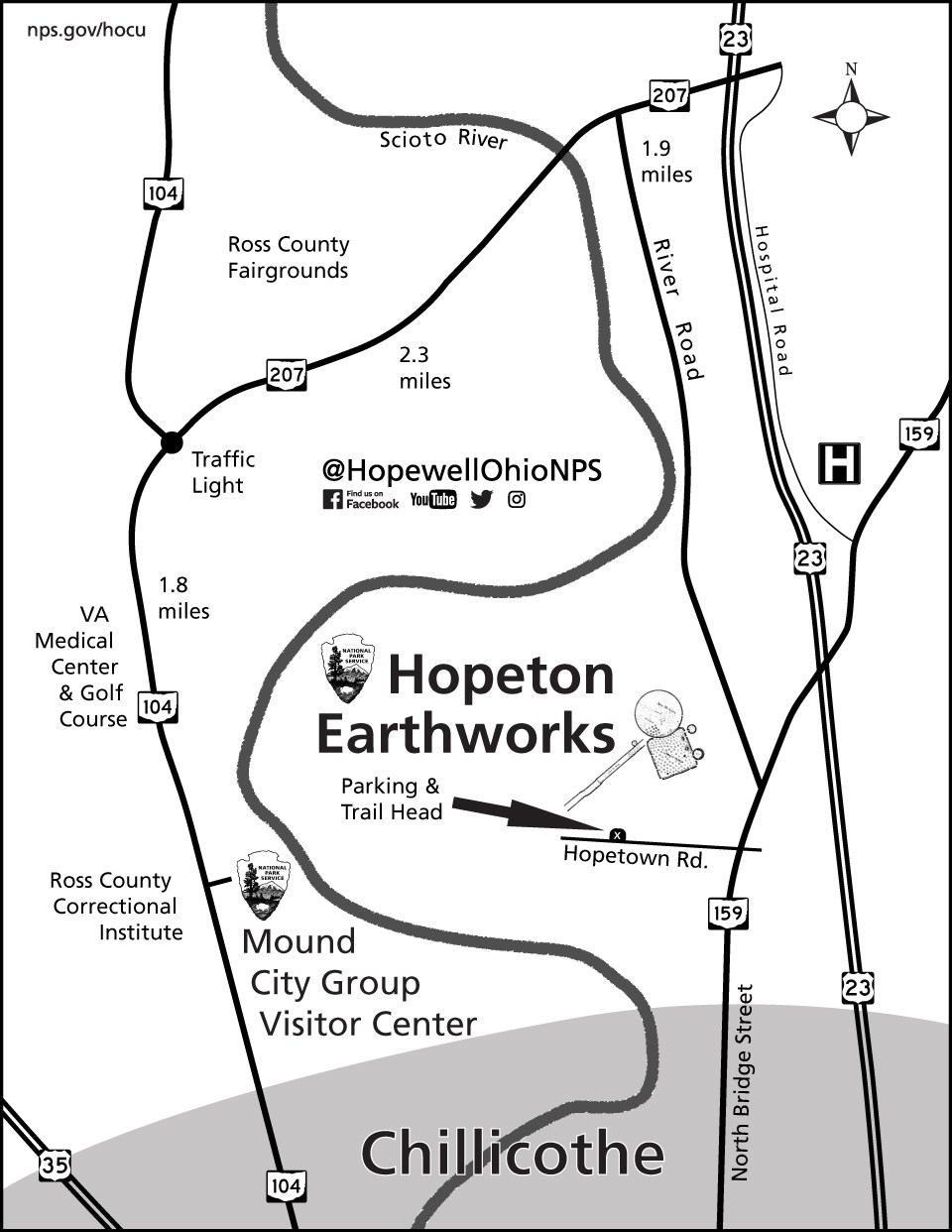 Aerial view of local area showing park boundary