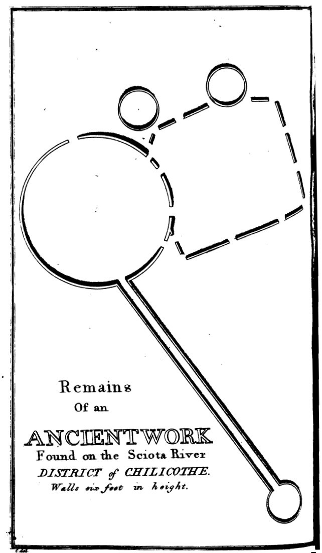 1809 map of the Hopeton Earthworks map of geometeric earthworks outlined in black.
