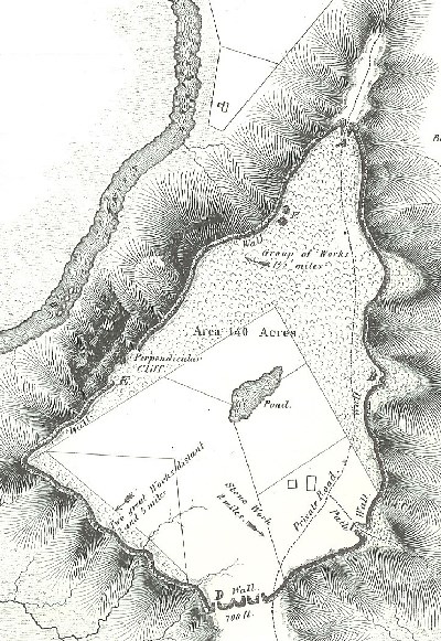 Black and white map of Spruce Hill in 1846 Black and white map of Spruce Hill in 1846