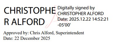 Digital signature of park superintendent dated 12/22/2025.