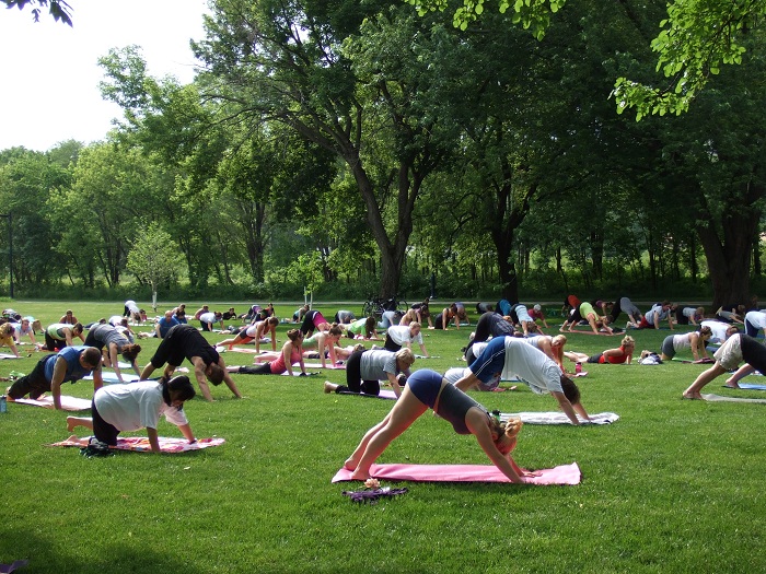 Yoga in a local park