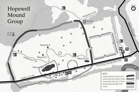 A black and white map showing the layout and features of a park site